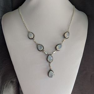 Elegant faux opal silver plated necklace
